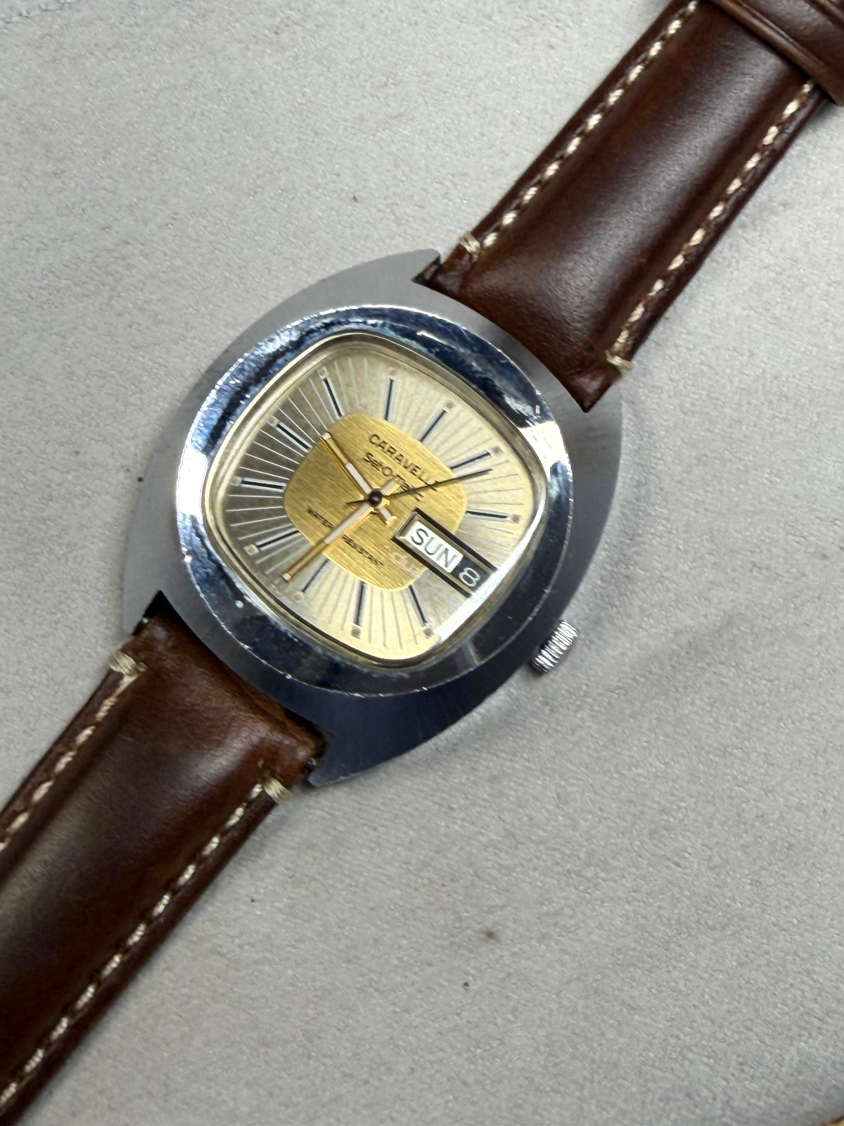 Caravelle watch Set-O-Matic Automatic 17J Swiss Day Date Men’s working 1970’s