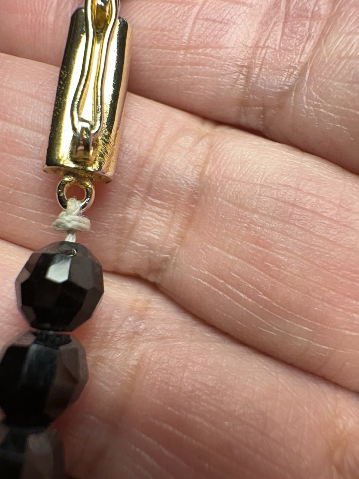 Vintage Mid-20th Century Faceted Black Onyx & Baroque Freshwater Pearl Necklace