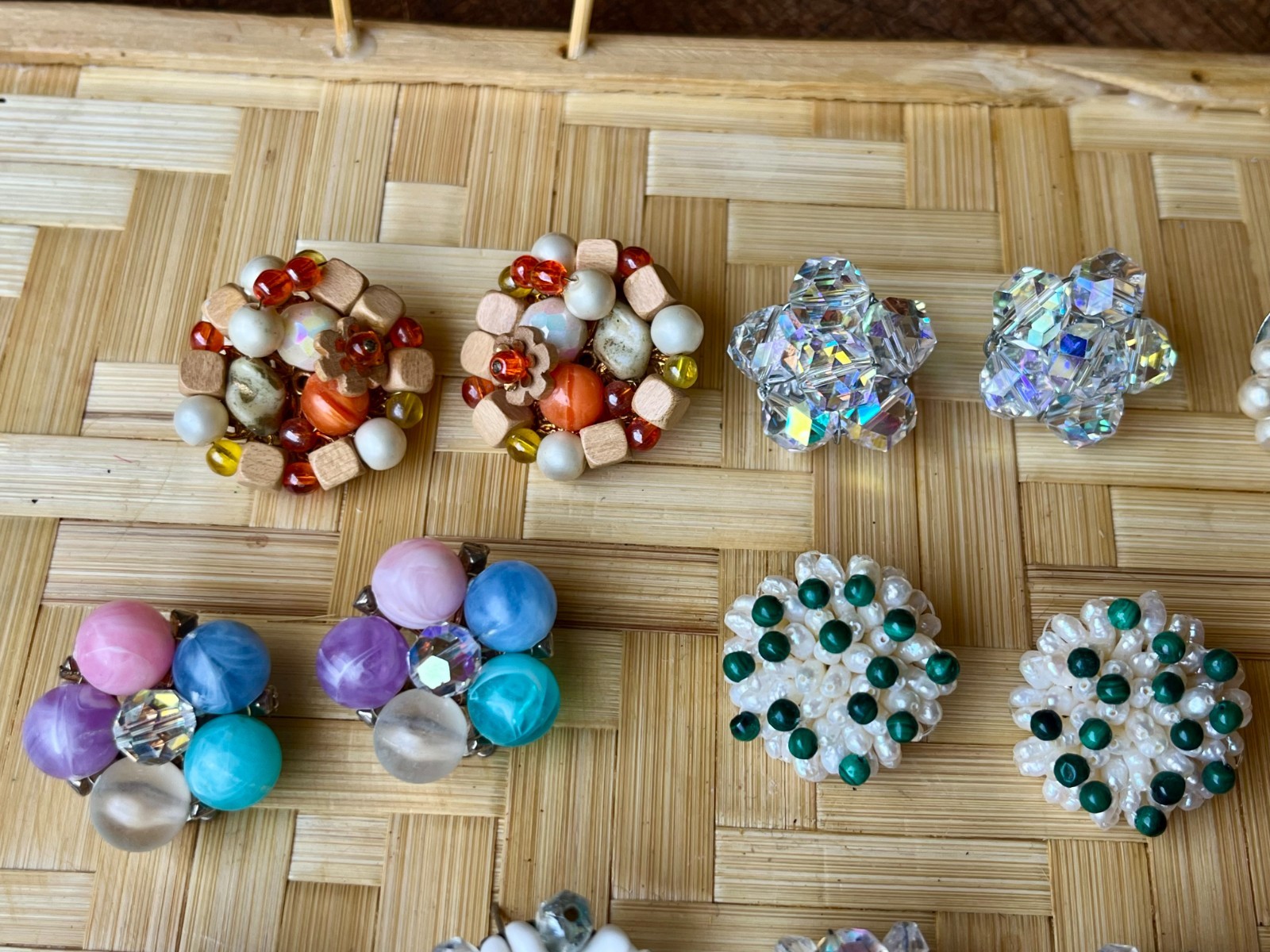 Lot 20 Pairs Vintage Clip On Cluster Earrings 2 Signed: Castlecliff, Cathe