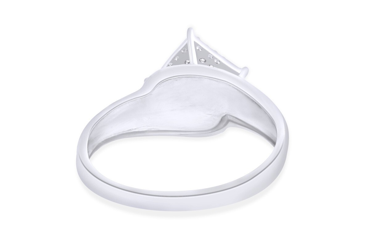Natural Diamond Accents Wedding Engagement Ring 14K White Gold Plated Silver