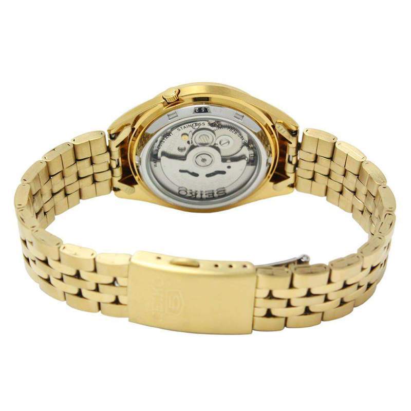Seiko Men’s Gold Tone Stainless Steel Automatic Golden Dial Watch SNKL28K1