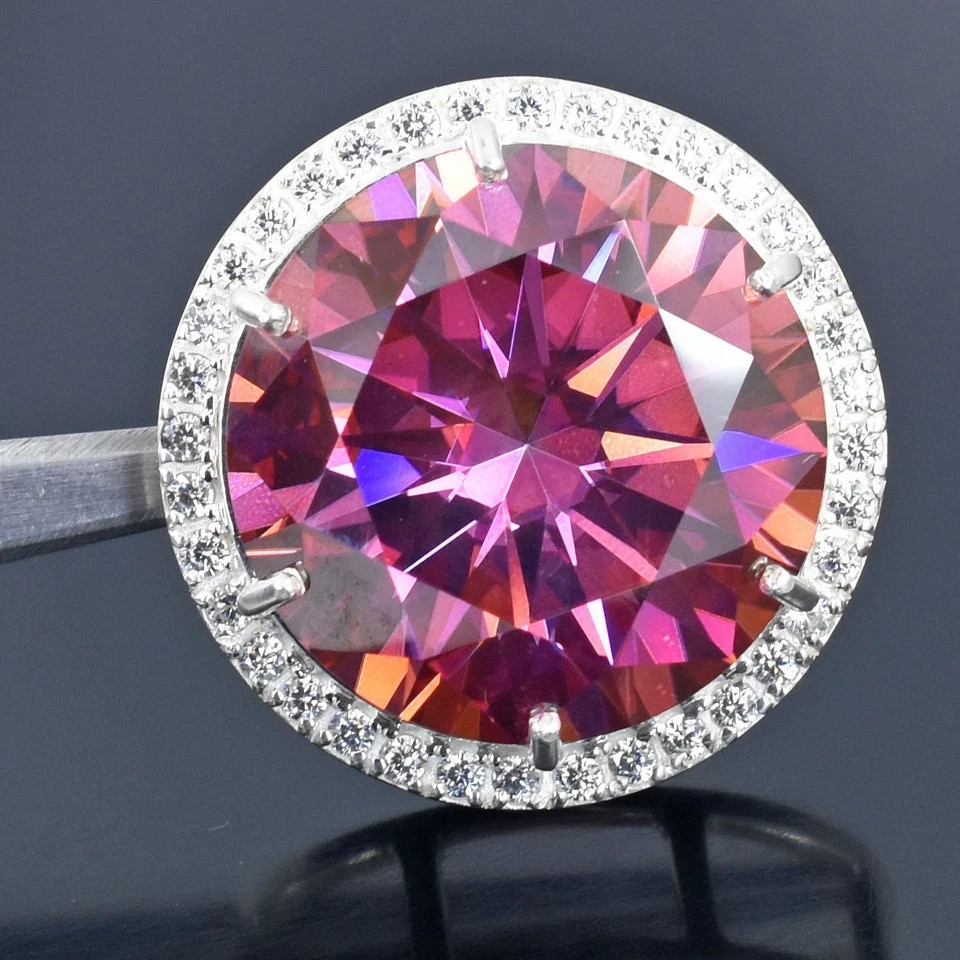 RARE 20.00 Ct Certified Pink Diamond Solitaire Pendant 925 Silver Great Shine