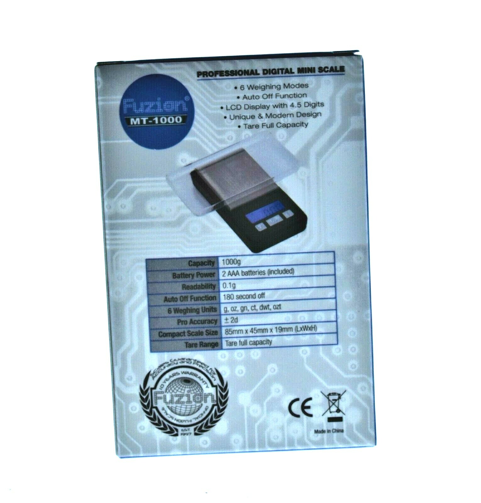 FUZION MT-1000 -1000G X 0.1G – Professional Digital Mini Scale