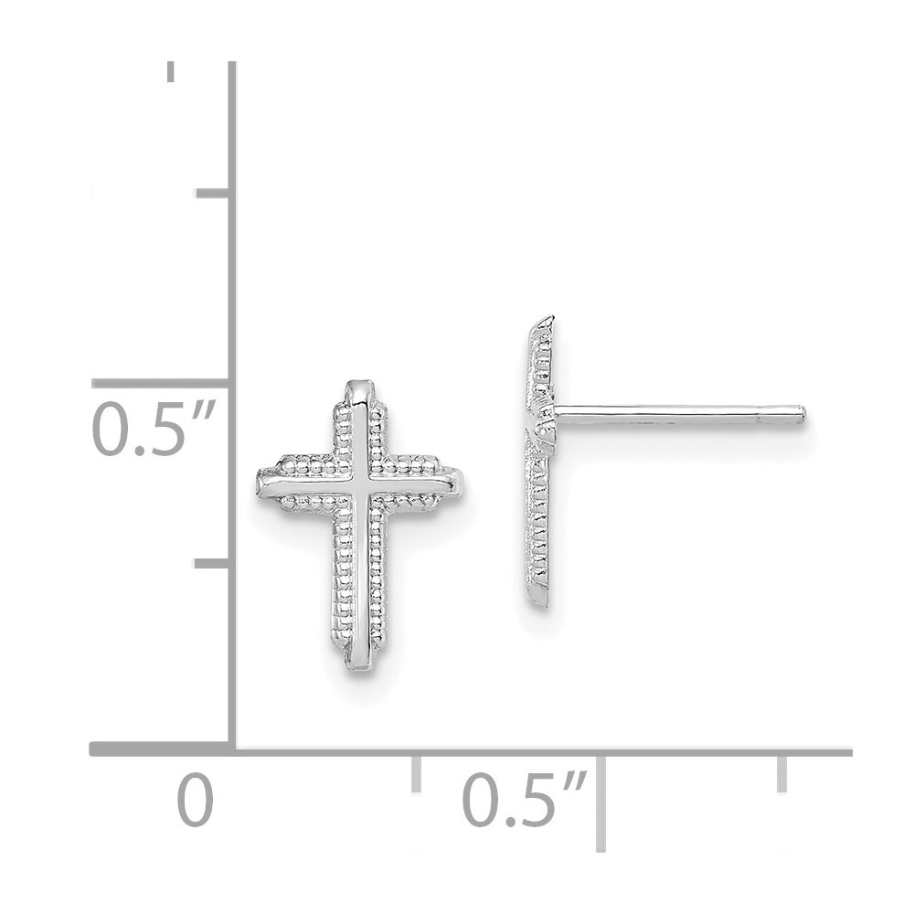 10K White Gold Polished Cross Earrings 0.27 g