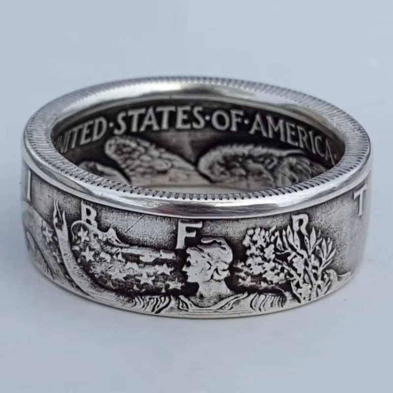 Silver Dollar Coin Ring Handmade Crafted Rare Silver Morgan Men Rings