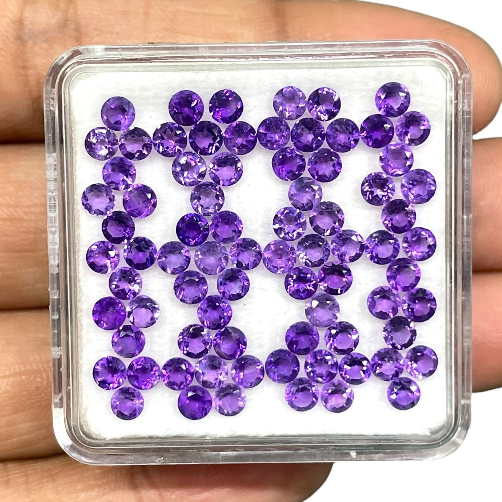 100 Pcs Natural Amethyst 3mm Round Cut Rich Purple Untreated Loose Gemstones Lot