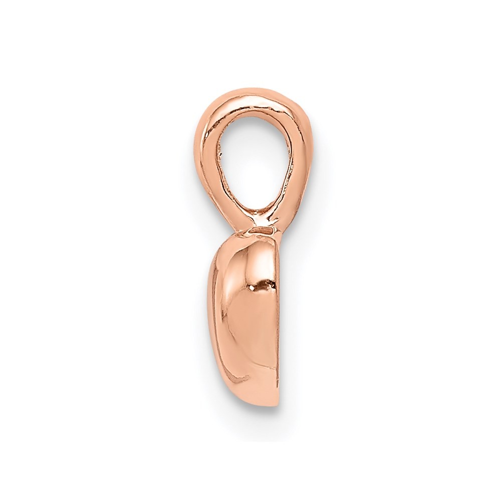 14k Rose Gold Polished Domed Heart Charm Pendant 0.59gm L-14.7mm, W-7.25mm