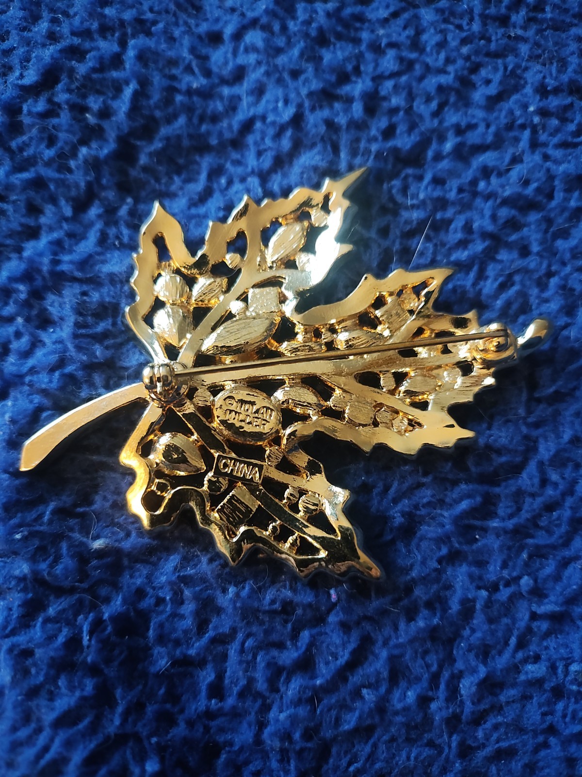 Nolan Miller Autumn Leaf Crystal Brooch. Signed. All Occasion