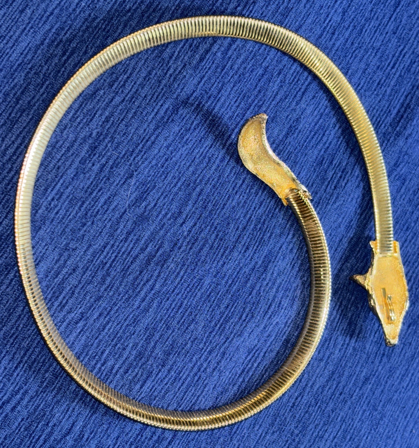Vintage Gold Tone Rinestone Eye Fox Choker (Exc Cond) Green Eyes