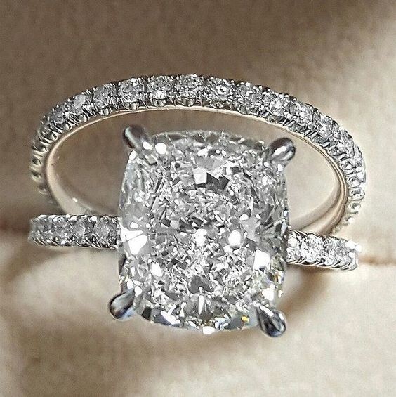 Silver Plated Delicate Engagement Ring 3 CT Simulated Diamond Bridal Ring Set