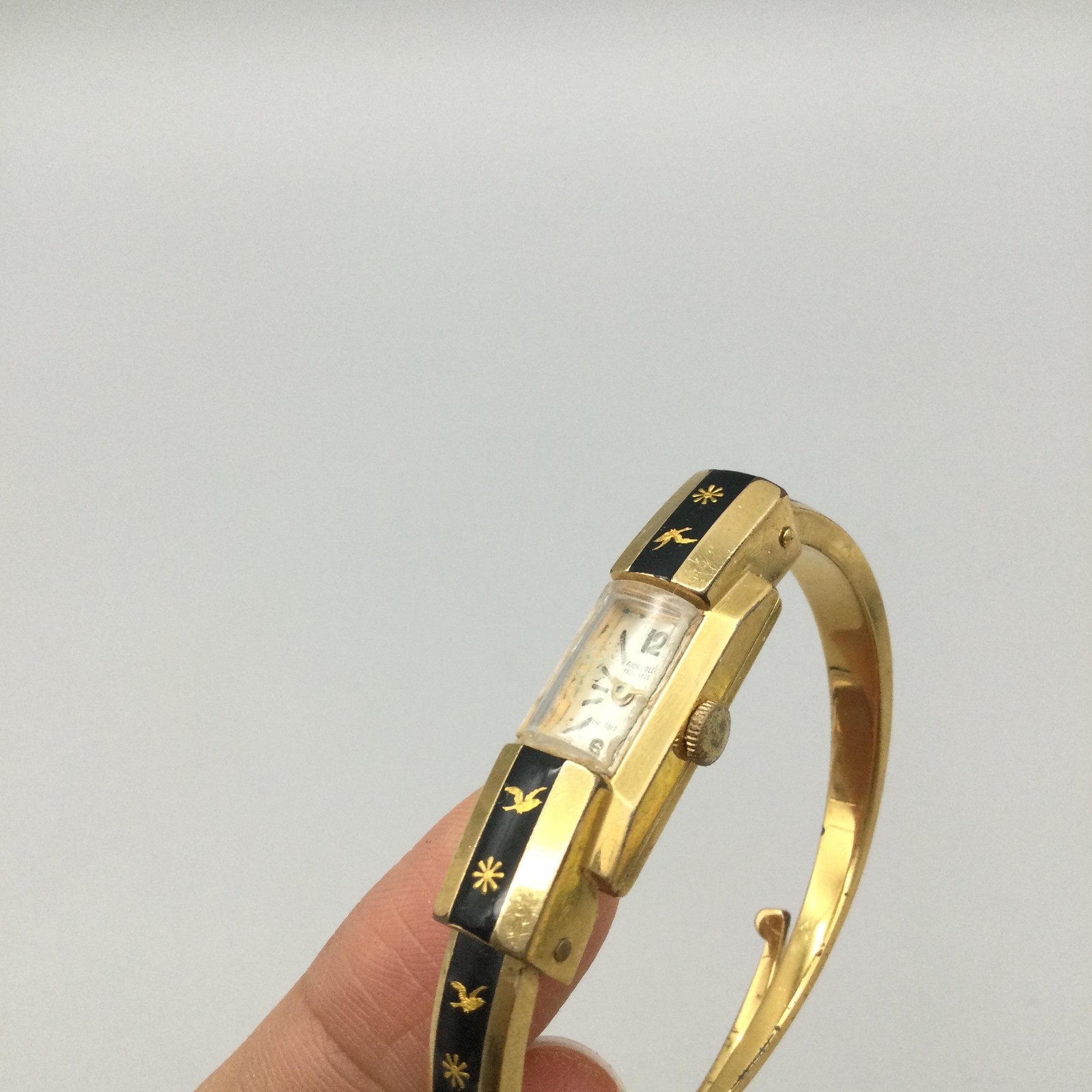Vintage Aureole Womens Watch 11mm Bangle 17J Gold Filled Swiss Manual Wind