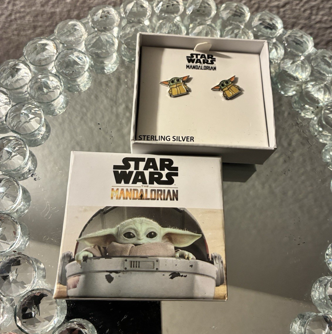 Disney Star Wars Mandalorian Grogu Sterling Silver Stud Earrings