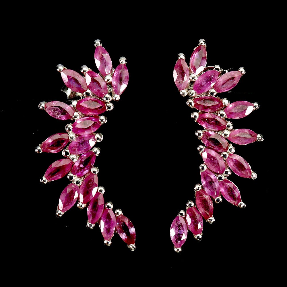 925 Sterling Silver Earrings Marquise Ruby Natural Gemstone Jewelry