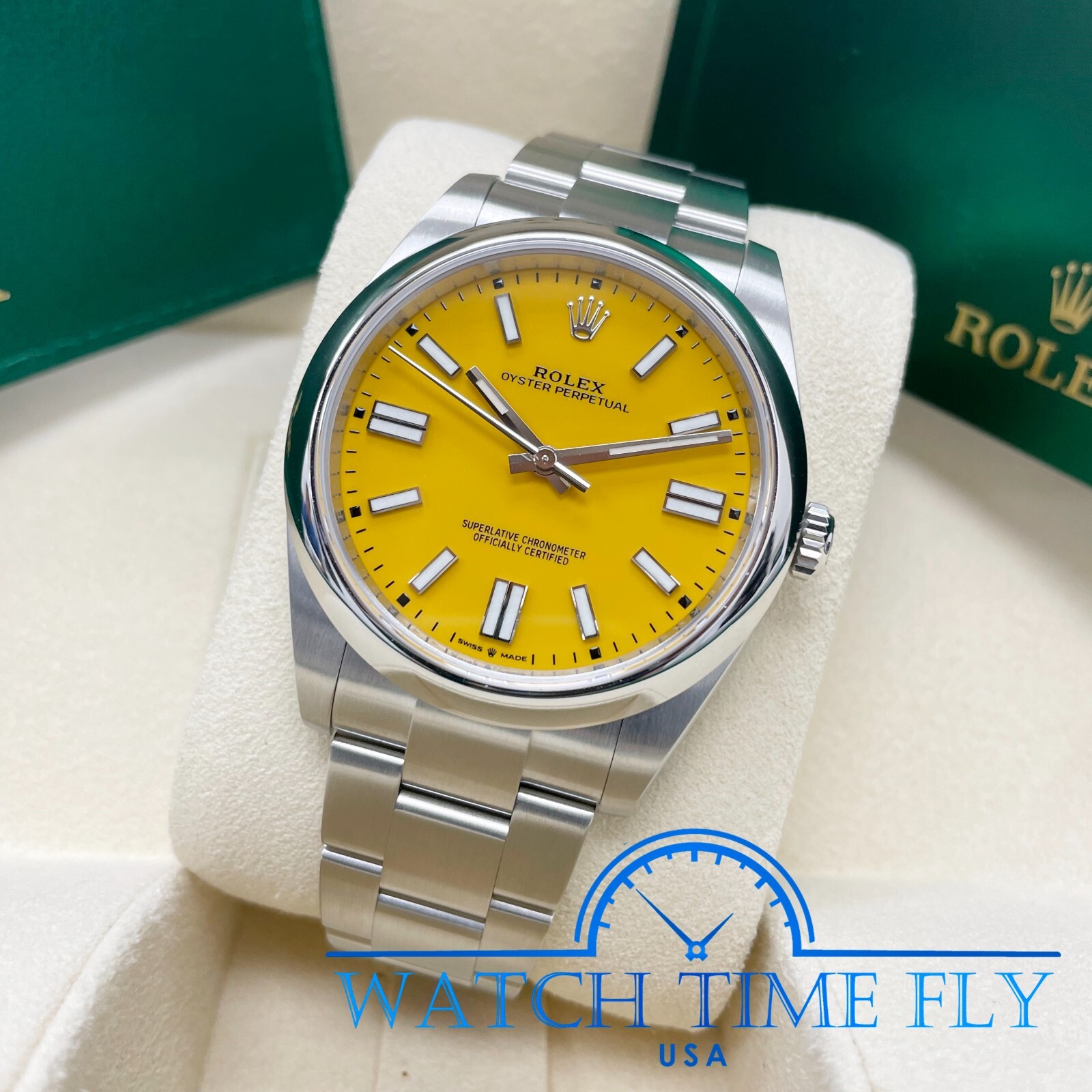 Rolex Oyster Perpetual 41mm 124300 Yellow Dial Stainless Steel Oyster Bracelet