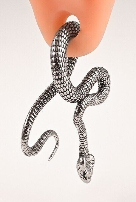 1 x 2g 6mm Snake Serpent Heavy Gauge Ear Weight Hanger Expander Drop Piercing