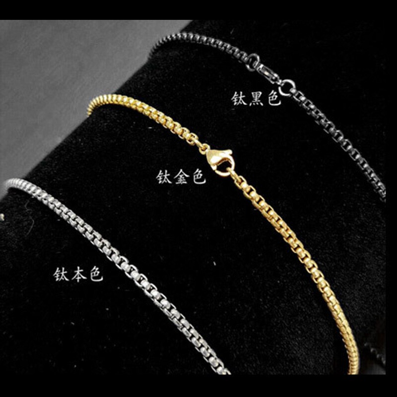 Pure Titanium 3mm Width Square Box Chain Anti-allergy Ultralight Necklace Unisex