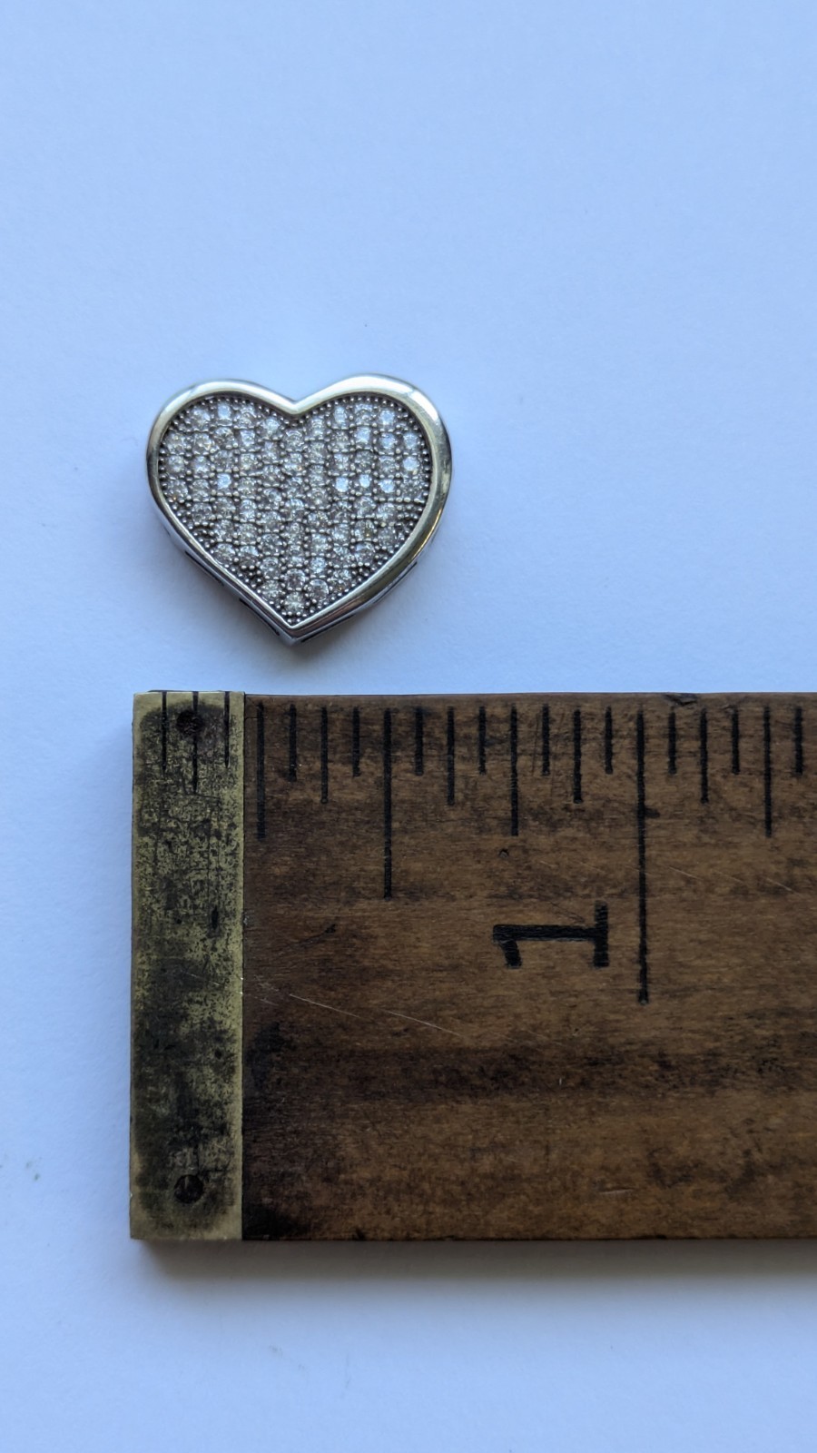 925 Sterling Silver Pave Cz Heart Slide Pendant