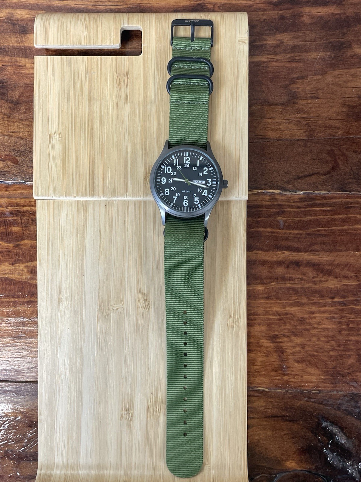 TPW Field Quartz Watch W/ Olive Green Band. Excellent Cond. In Working Order