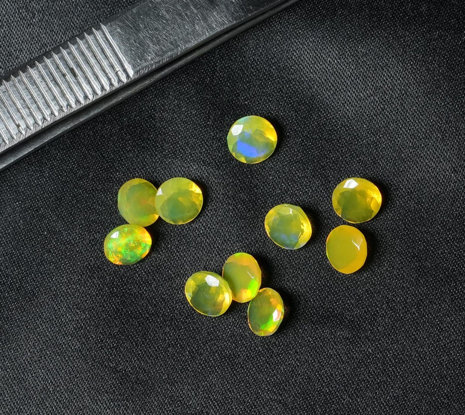 Natural Yellow Ethopian Opal Round Faceted Cut 3mm To 10mm Loose Gemstone