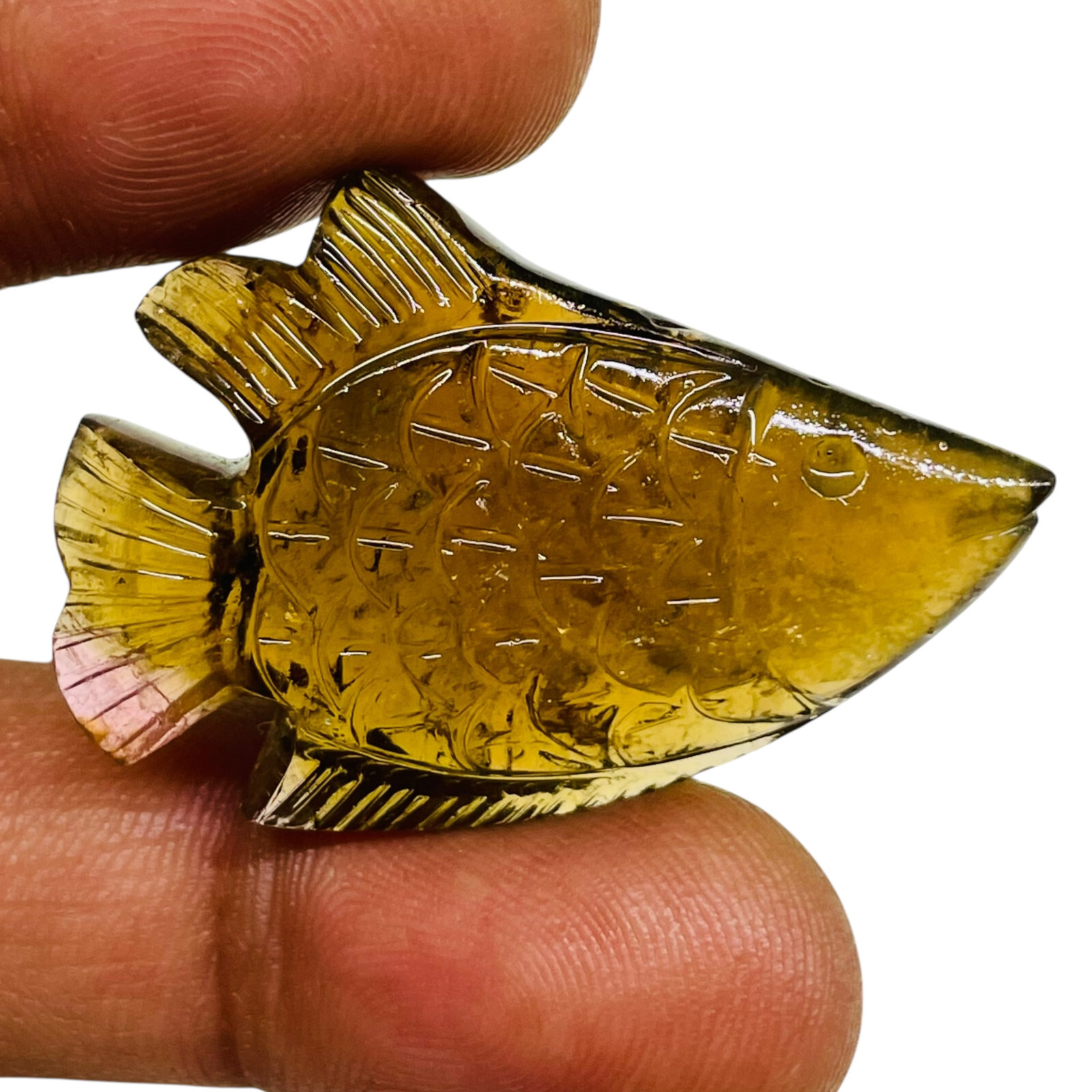 50.75 Cts Natural Tourmaline Carved Fish Untreated Magnificent Loose Gemstone