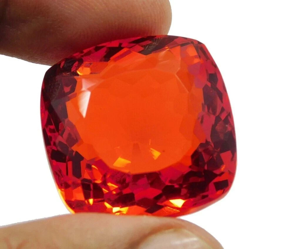 NATURAL CERTIFIED 93 CT CUSHION SHAPE ORANGE MEXICAN FIRE OPAL LOOSE GEMS 26H15