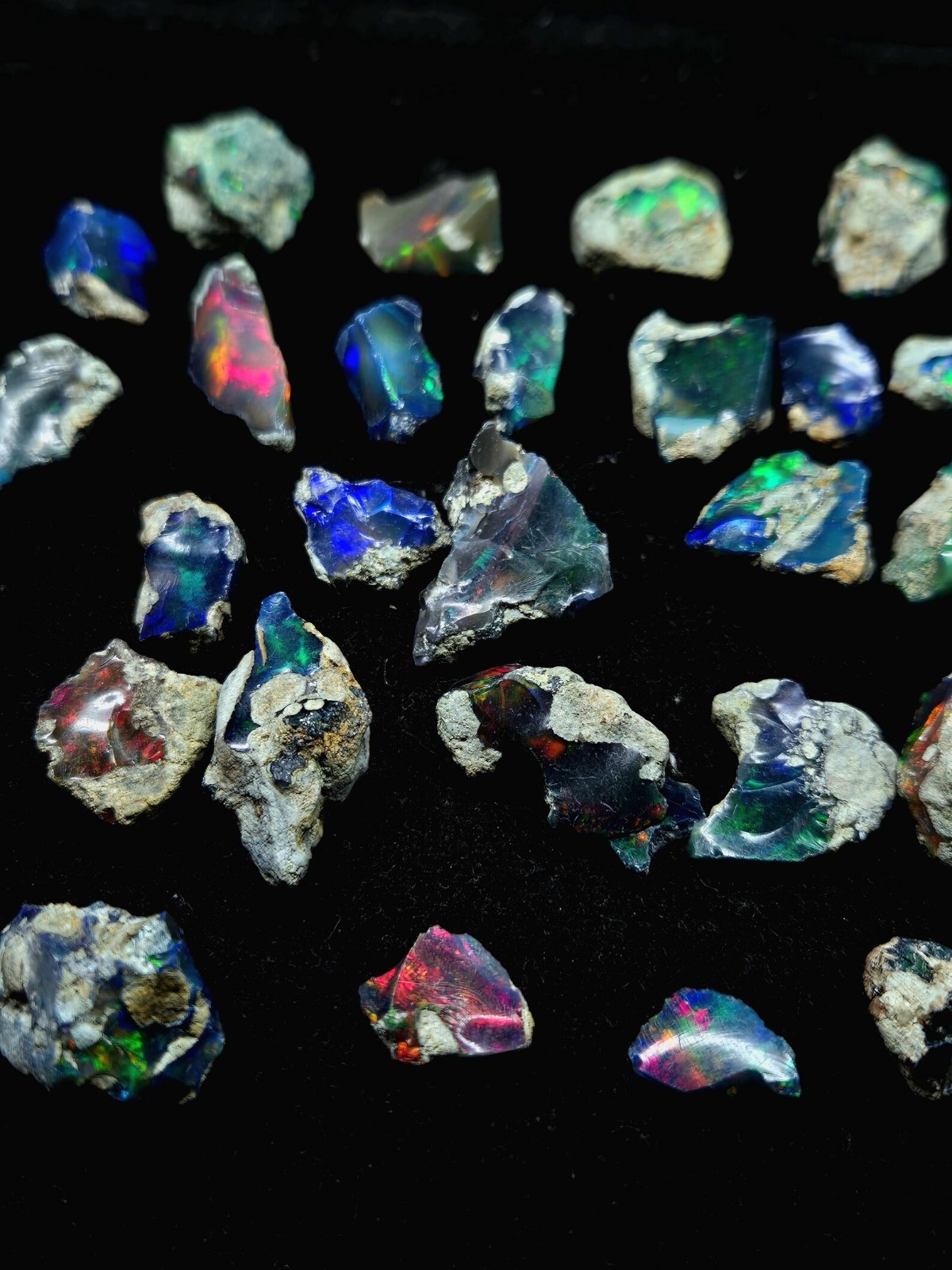 Natural Ethiopian Black Fire Opal Rough Lot 100 Carats A++ Dry Opal Wholesale