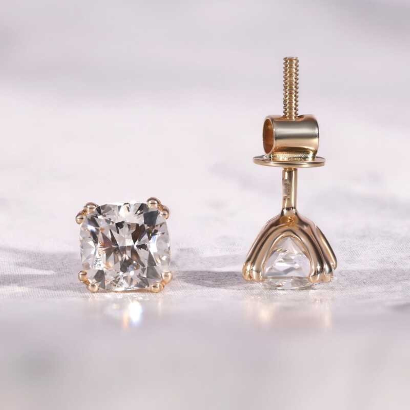 2.20Ct Cushion Cut IGI Certified Lab Grown Diamond Earring 14k Yellow Gold