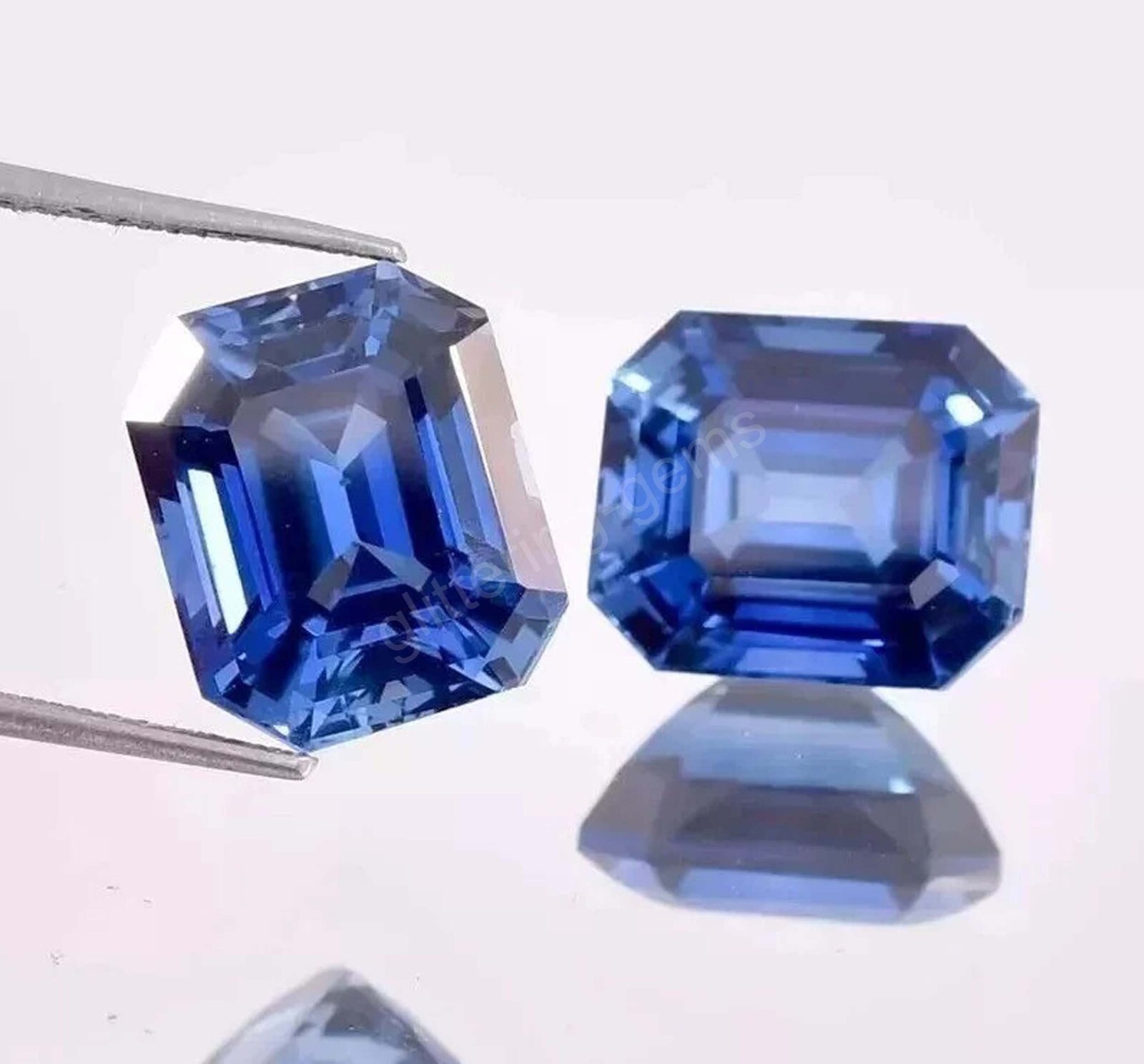 2 Pcs Flawless Natural 22.00Ct Blue Sapphire IGL Emerald Cut Loose Gemstone 5MSC