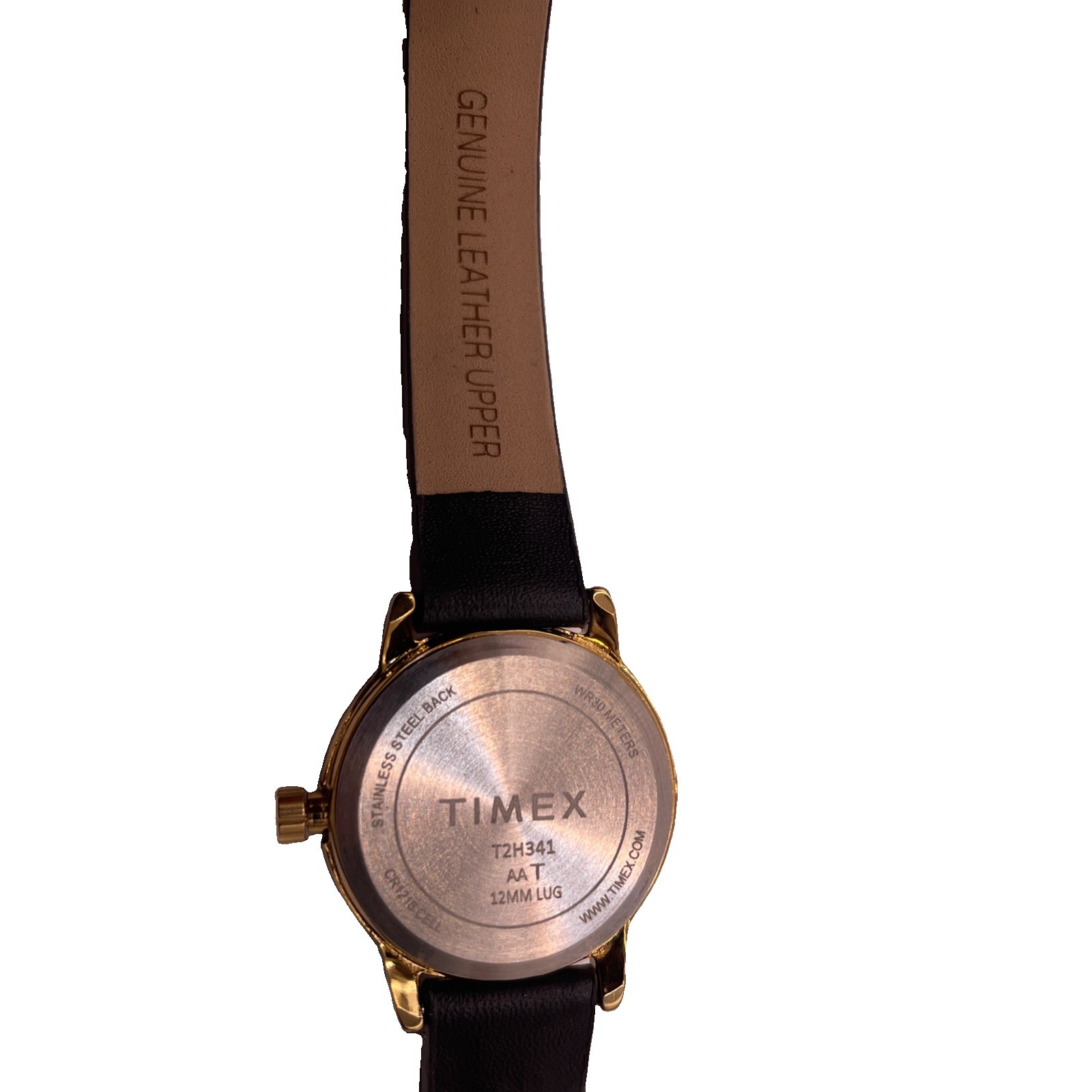 Timex Women’s Leather Watch Gold and Black Leather – T2H341- No Box