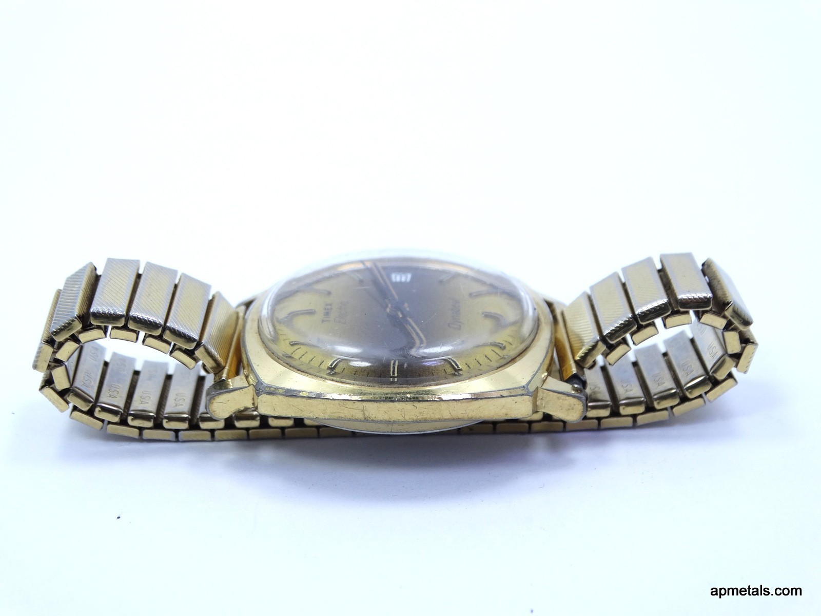 Vintage 1970’s TIMEX ELECTRIC DYNABEAT Gold Toned 1500A Quartz Watch
