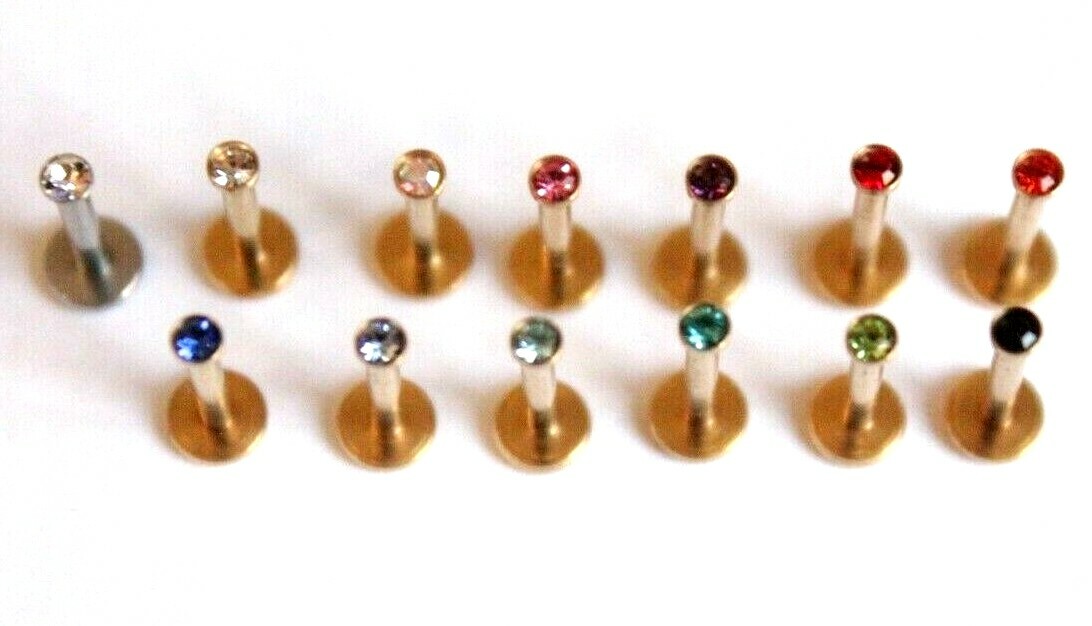 1 5 10pcs Internally Threaded 16g 18g Labret Bar 2mm Gem Earring Stud Helix Bulk