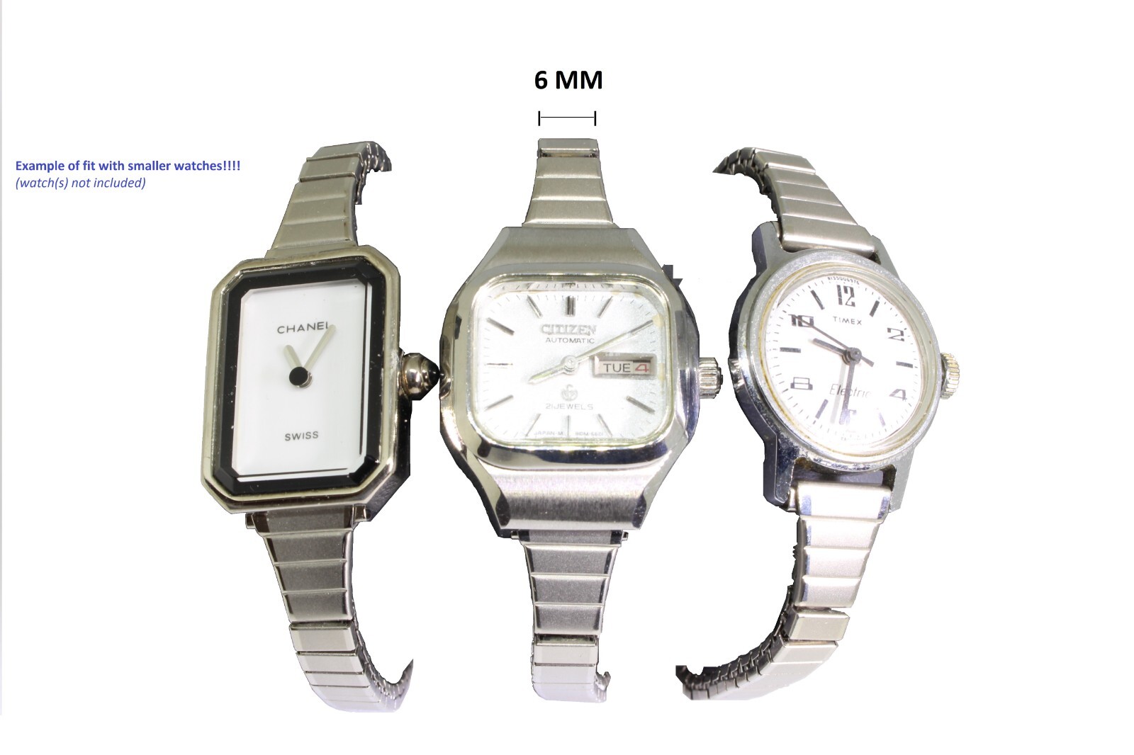 Timex Women’s Q7B754 Stainless Steel Expansion 11-14mm Watchband with Extras