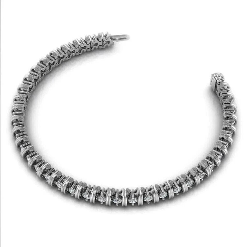 14K White Gold Finish Diamond 5Ct Round Cut Lab Created Women’s Tennis Bracelet