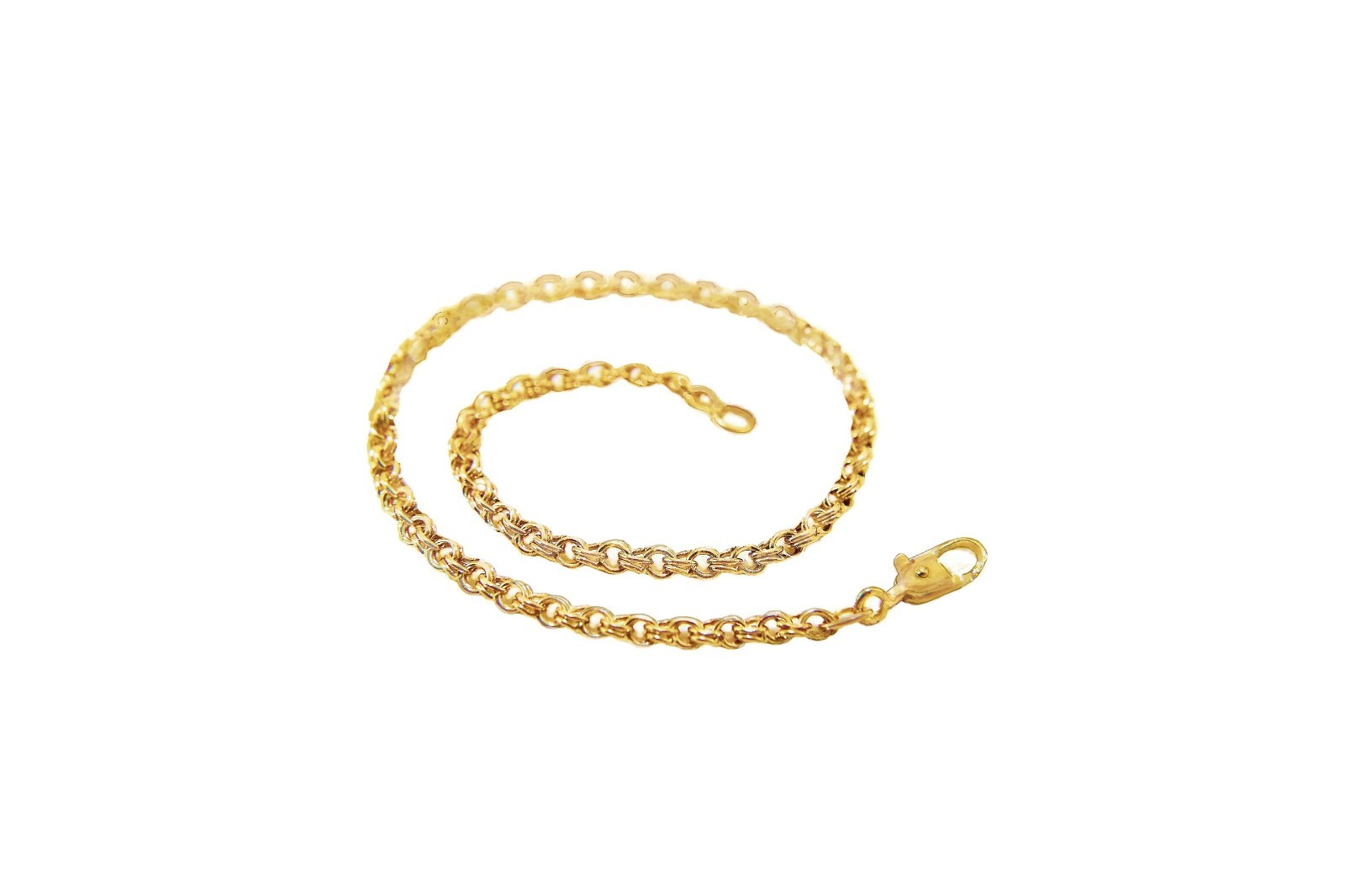 Unique Double Link chain Anklet Bracelet Crafted Authentic 18K Gold Filled Chain
