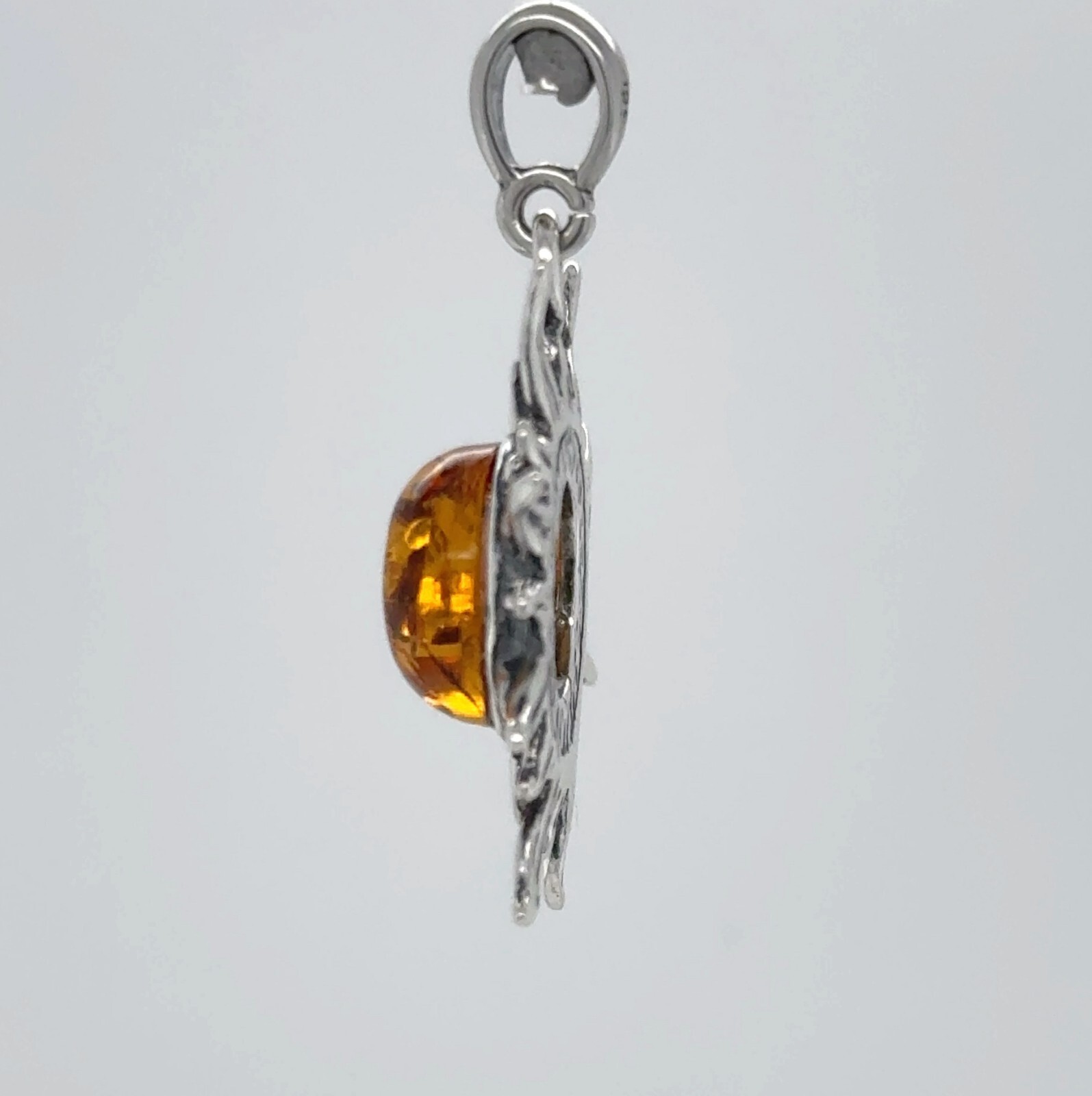 Cognac / Brown BALTIC AMBER Sun Star Pendant 925 STERLING SILVER Natural #2417e