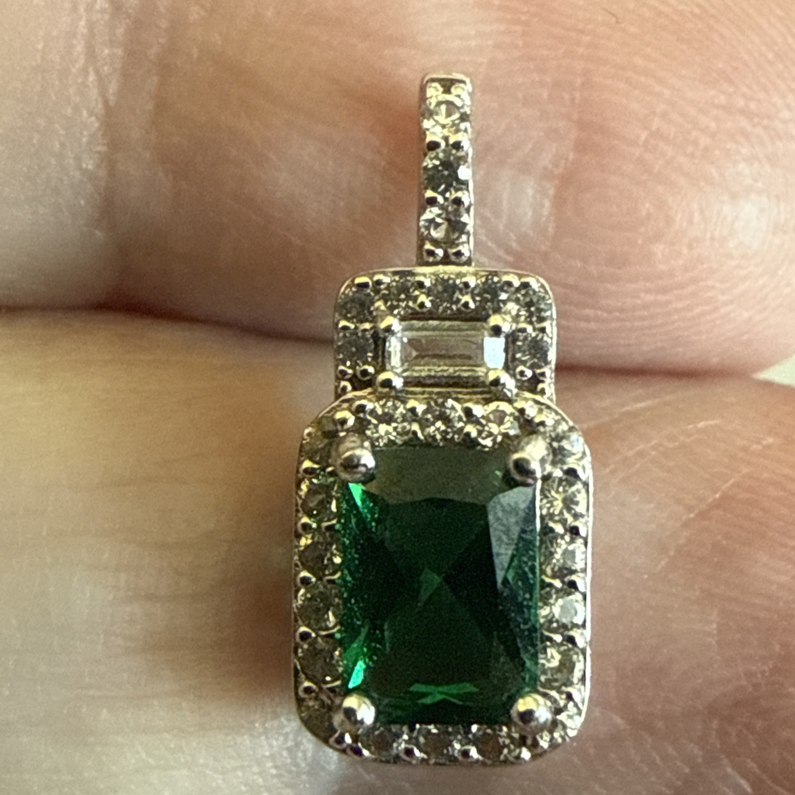 Emerald-Cut Lab-Created Emerald,Sapphire Ring, Pendant & Earrings-No necklace