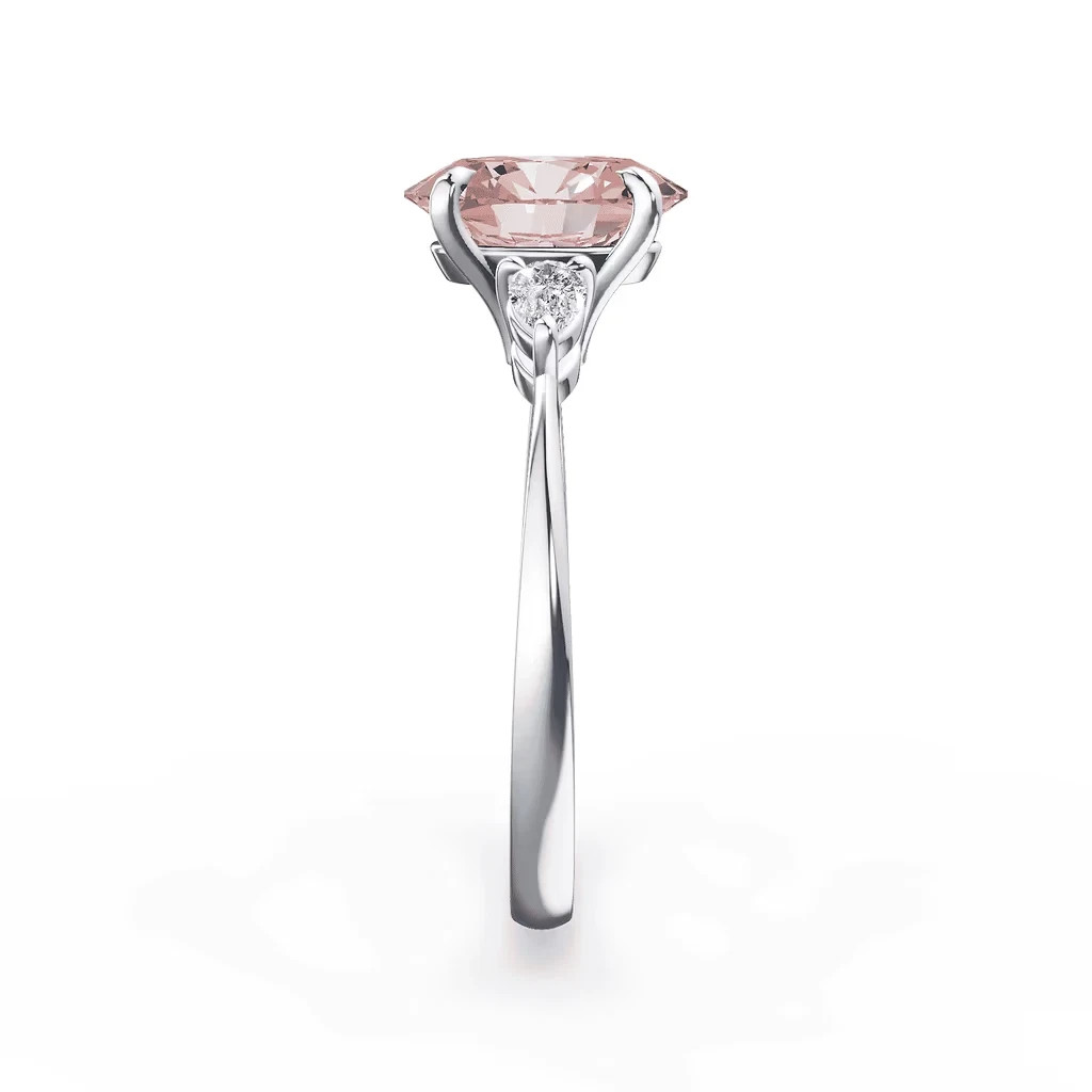 Oval Cut 3.20 Ct IGI Lab Created Diamond Ring Fancy Intense Pink 18k White Gold