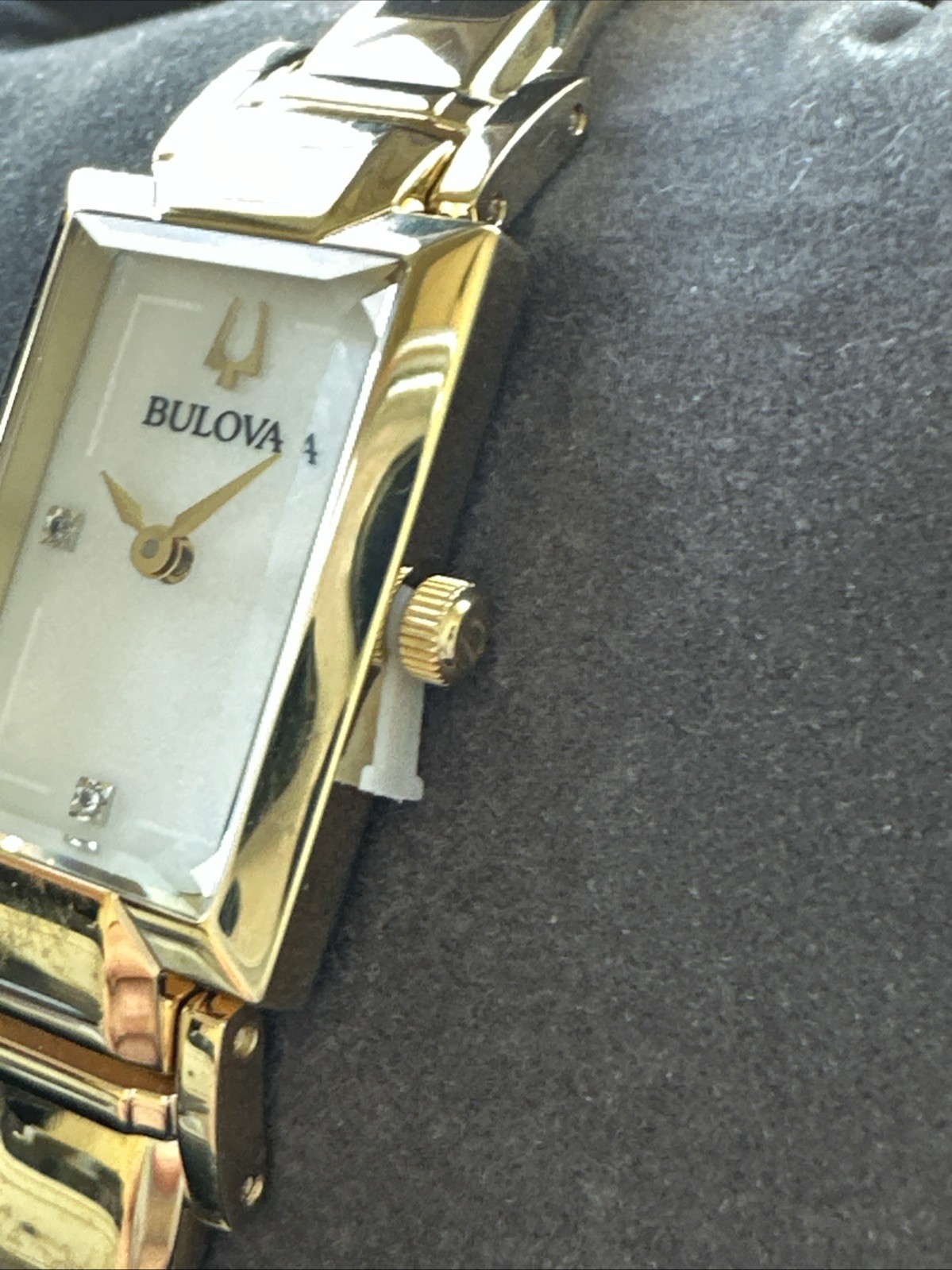 Bulova Bangle Ladies Diamond Gold Plated Stainless Quartz Watch 97P141