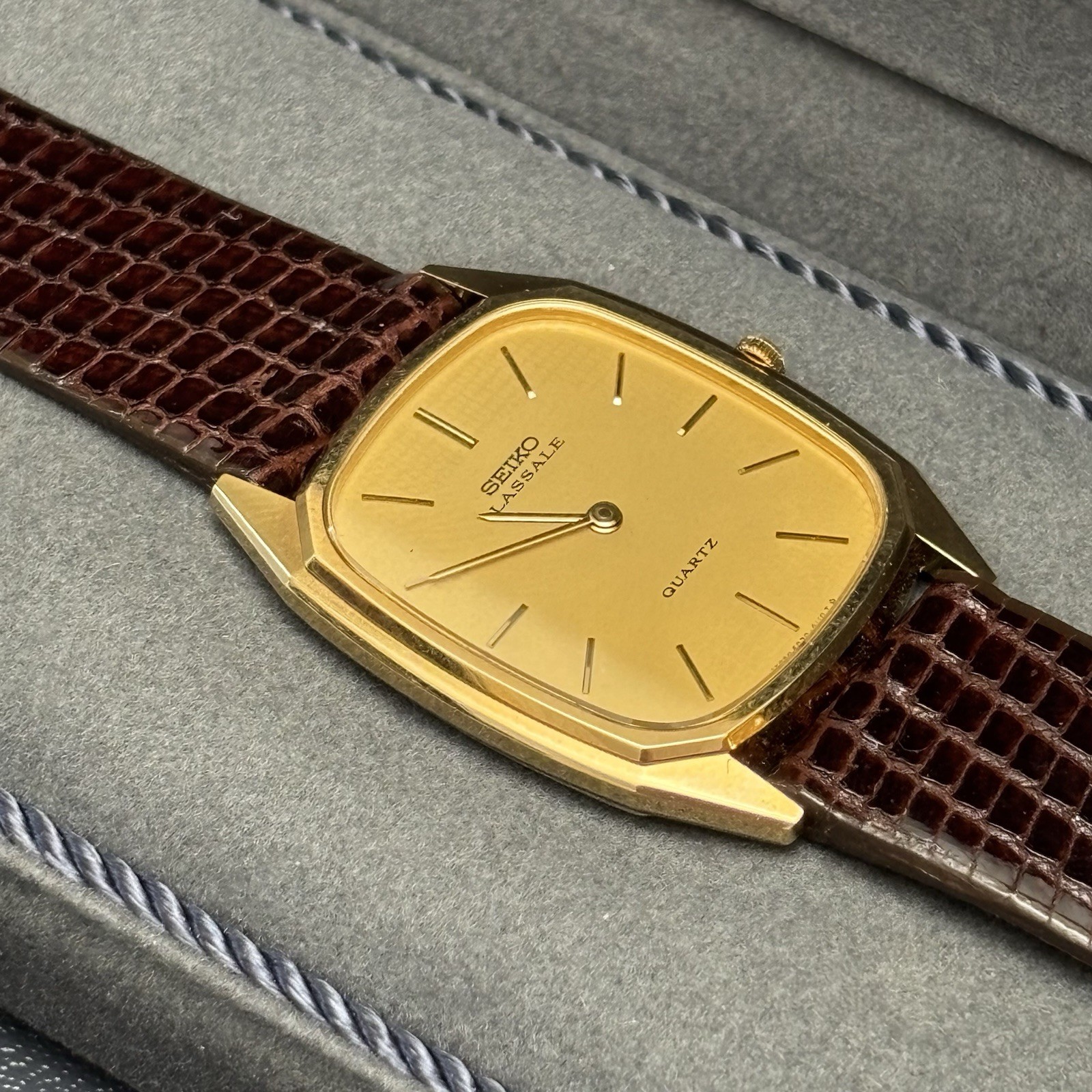 NOS Neo Vintage Seiko Lassale Tank Watch Men 28mm Gold Tone 6020-5839 – New Bat