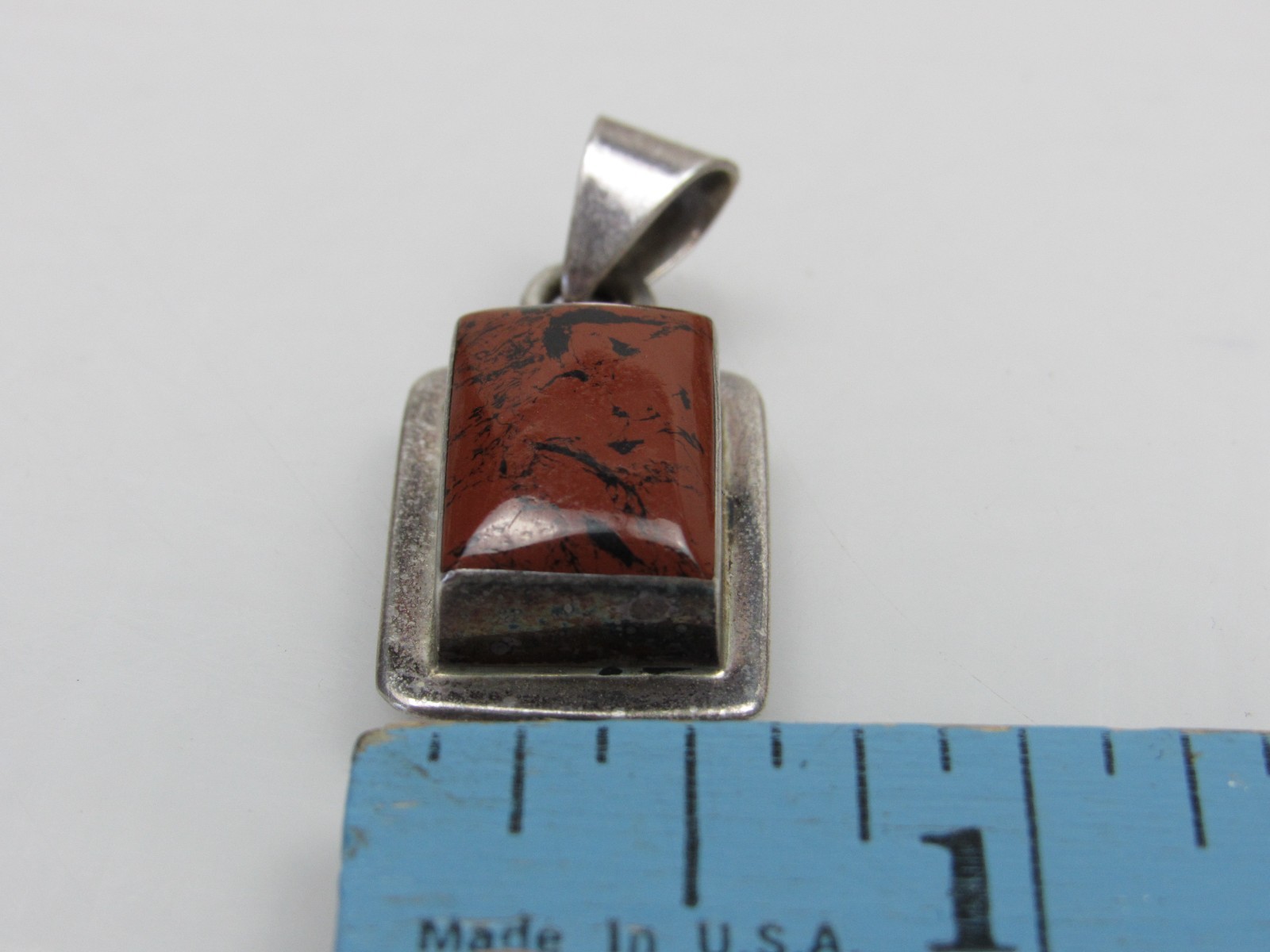 Vintage Mahogany Obsidian Sterling Silver Pendant Mexico 925