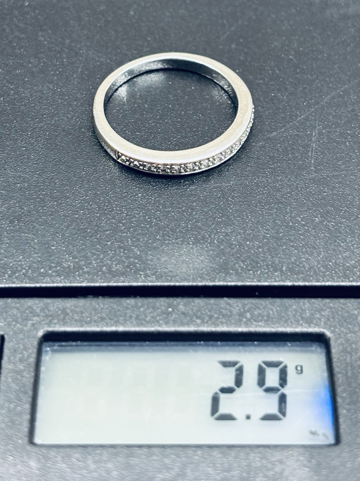 0.05 Ct 10k White Gold Natural Diamond Pave Engagement Wedding Ring Band Size 7