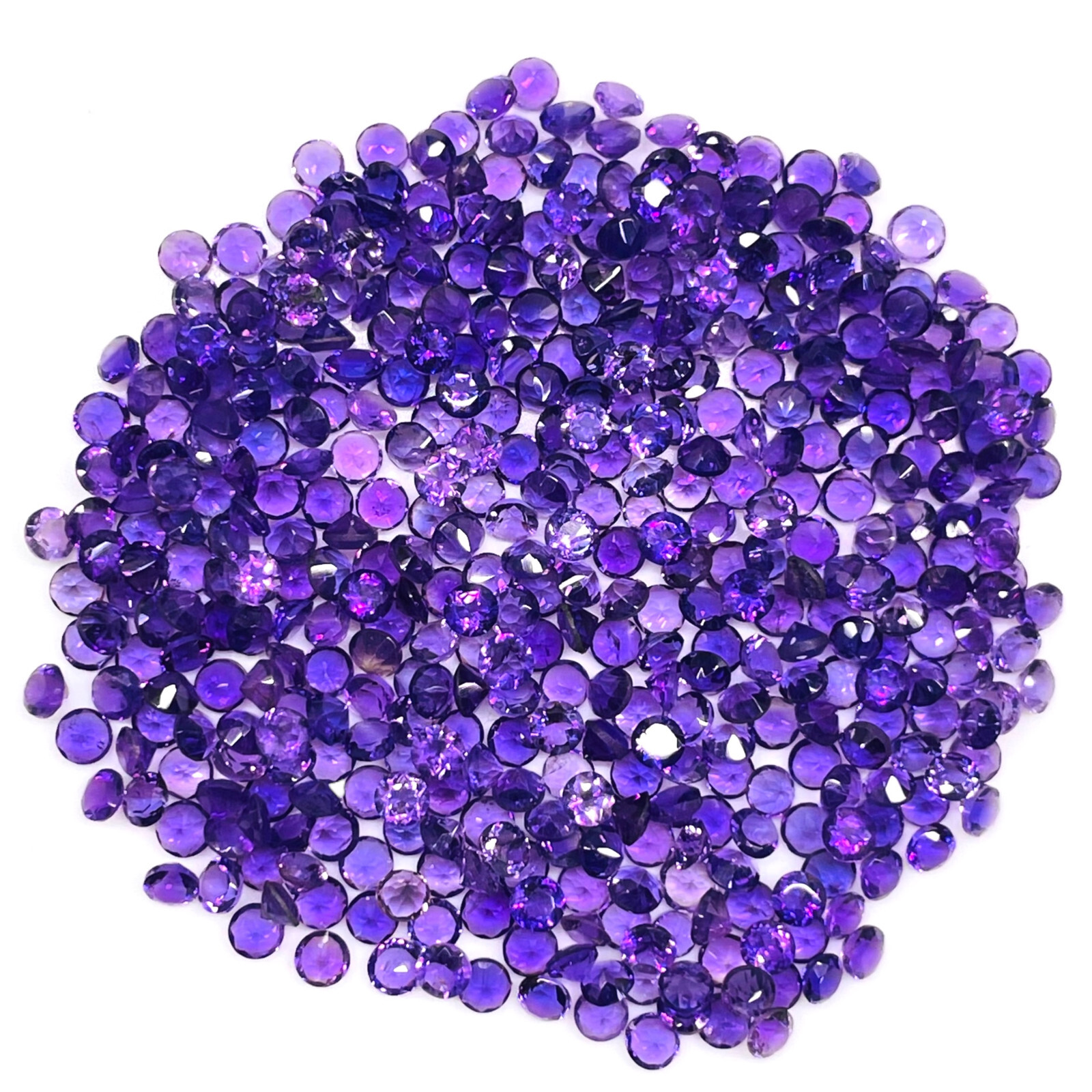 100 Pcs Natural Amethyst 2.5mm Round Cut Loose Untreated Gemstones Wholesale Lot