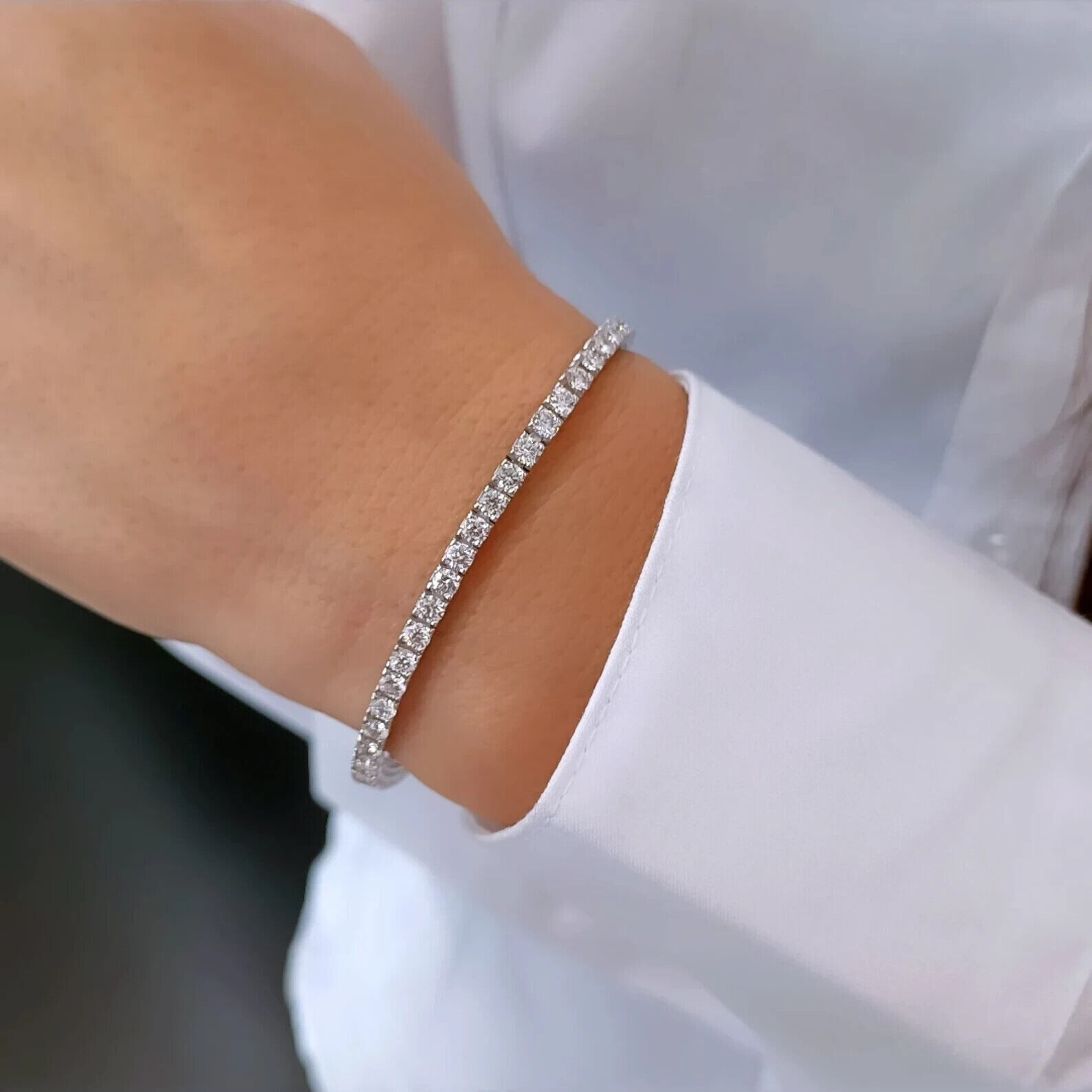 Specially For Her Birthday 6Ct Lab Grown Diamond Tennis Bracelet 925 Silver 8″