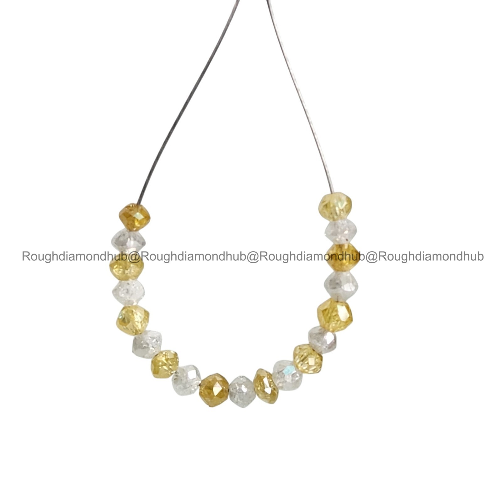 1.03 Ct Natural Yellow White Round Loose Diamond Beads wt Drilled Hole