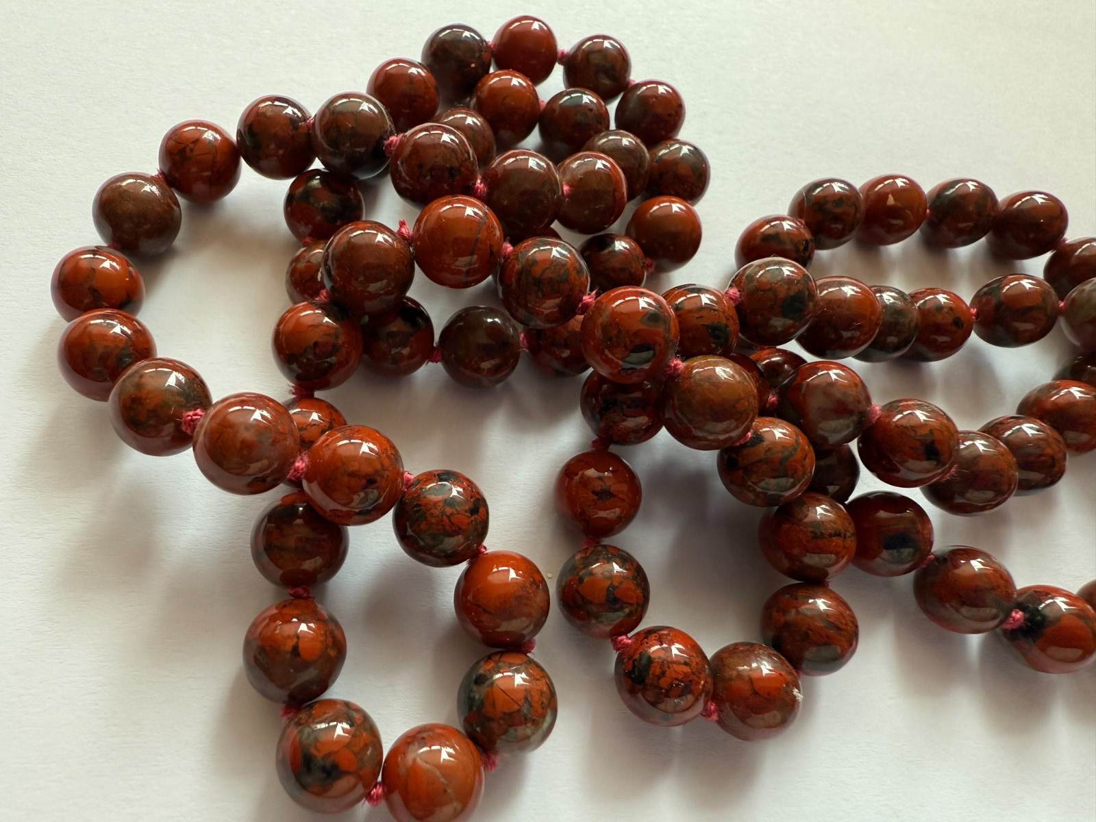 Gemisphere Poppy Jasper Necklace, Quality 3, 8mm, 30 in.