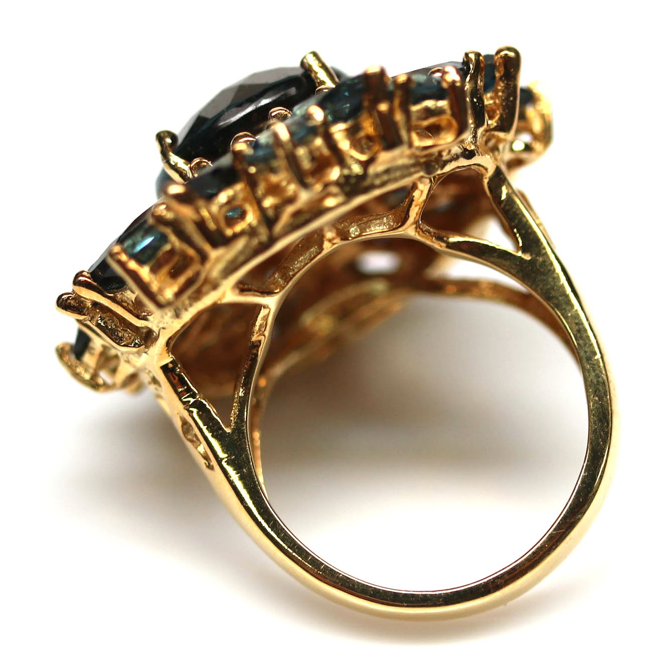 Handmade 925 Sterling Silver London Blue Topaz Ring Size 6.5 18K Gold Plated