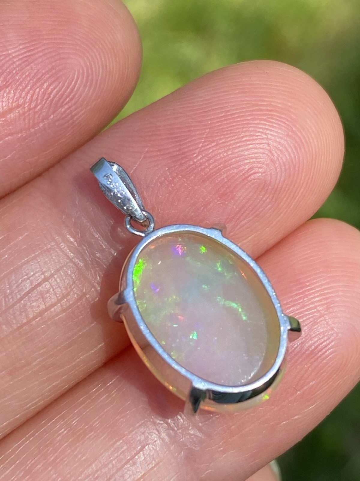 4.76CT Gorgeous Multi Color Australian Opal Platinum Pendant