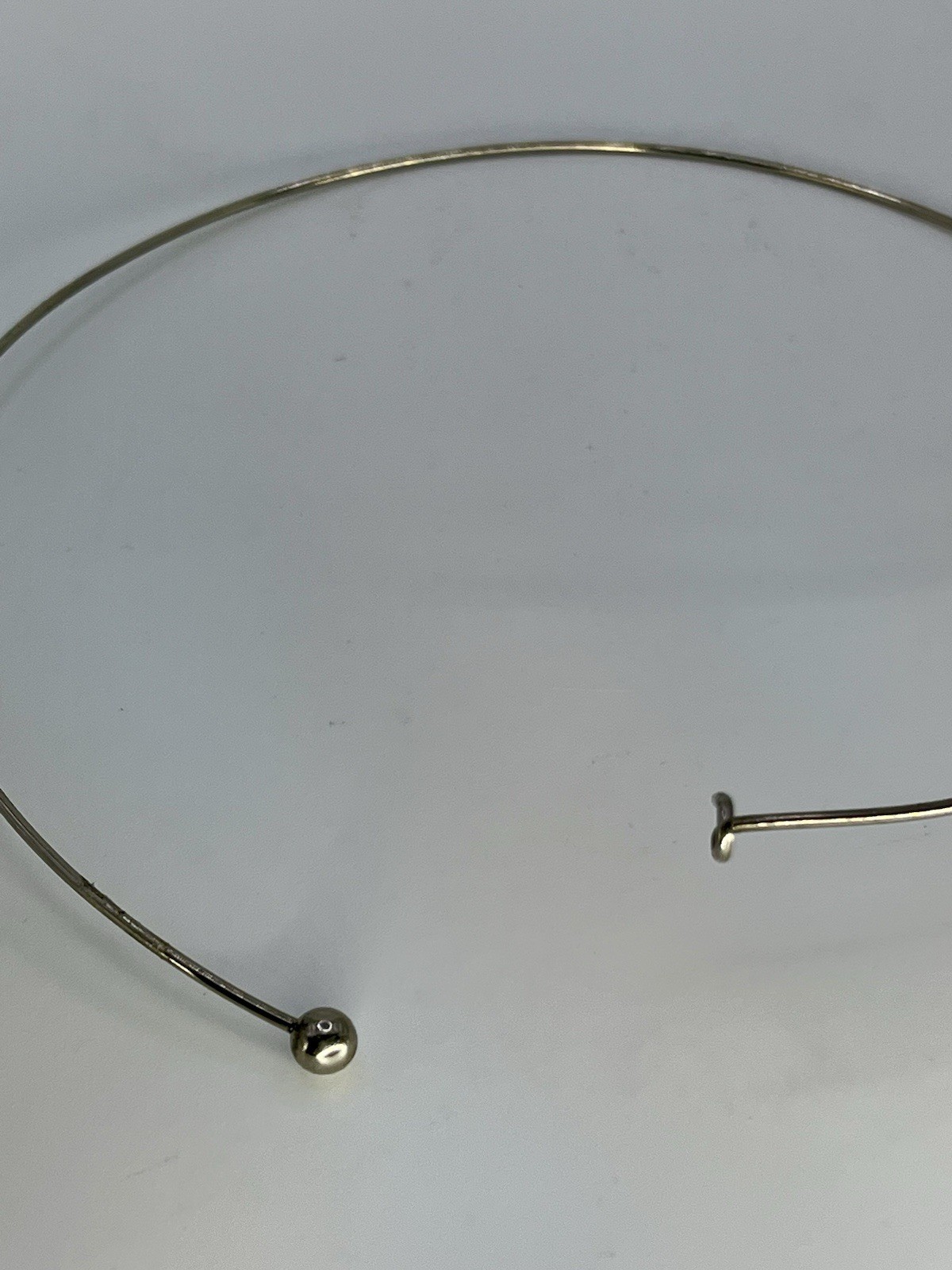 Vintage Estate Silver Tone Metal Wire Choker Necklace Hook Ball Closure 5”