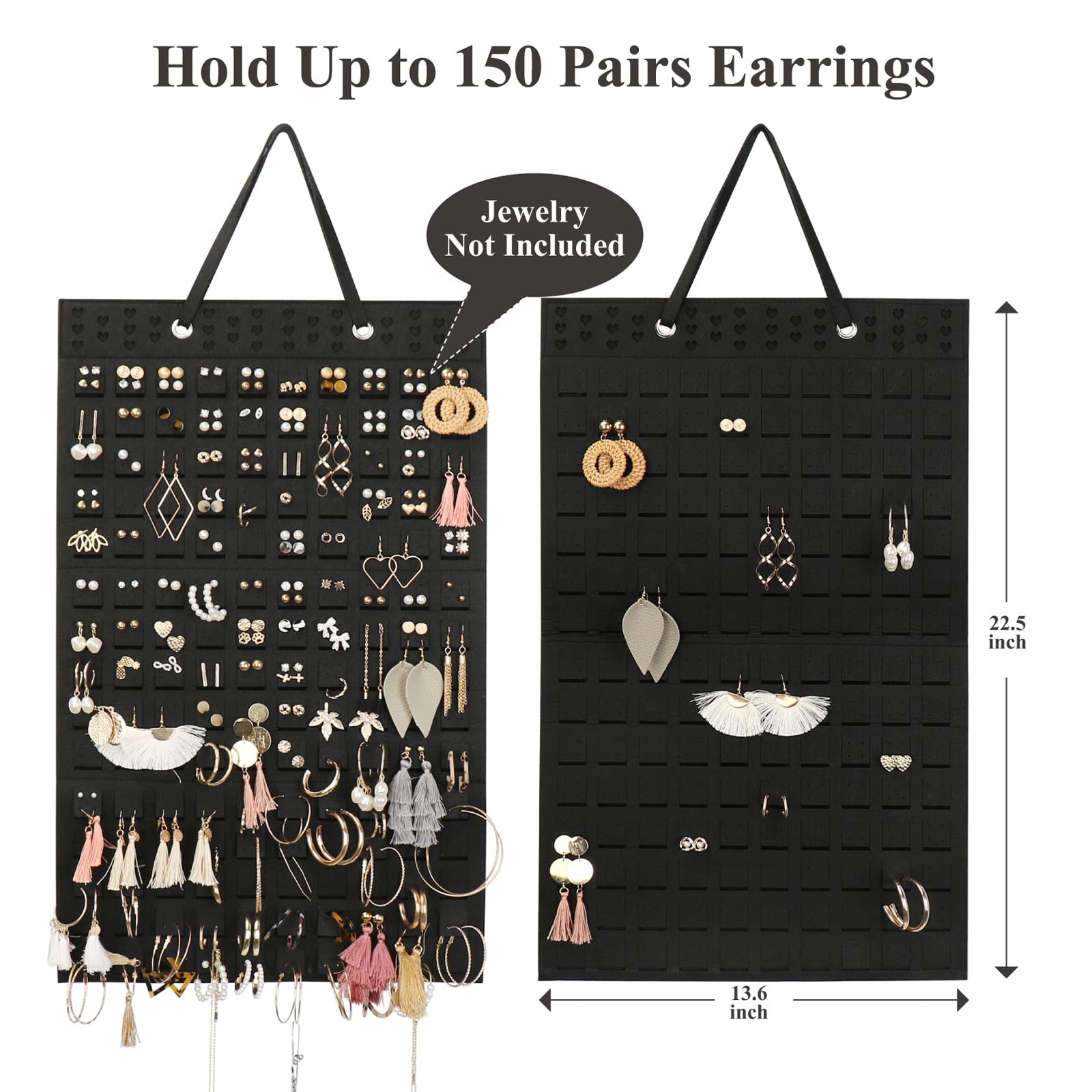 Resovo Hanging Earrings Organizer & Holder – 20 22.5*13.6 inches, Black