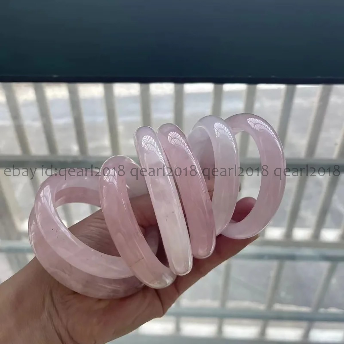 Natural Light Pink Rose Quartz Gemstone Bangle Bracelet 56-62mm Women Jewelry